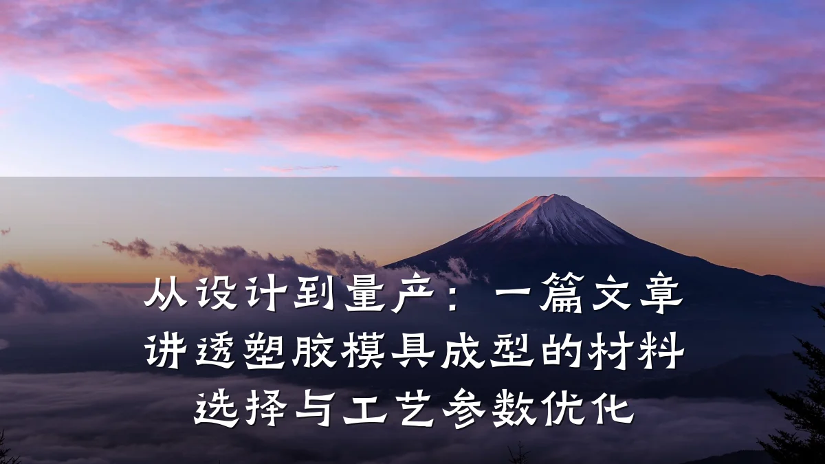 从设计到量产:一篇文章讲透塑胶模具成型的材料选择与工艺参数优化