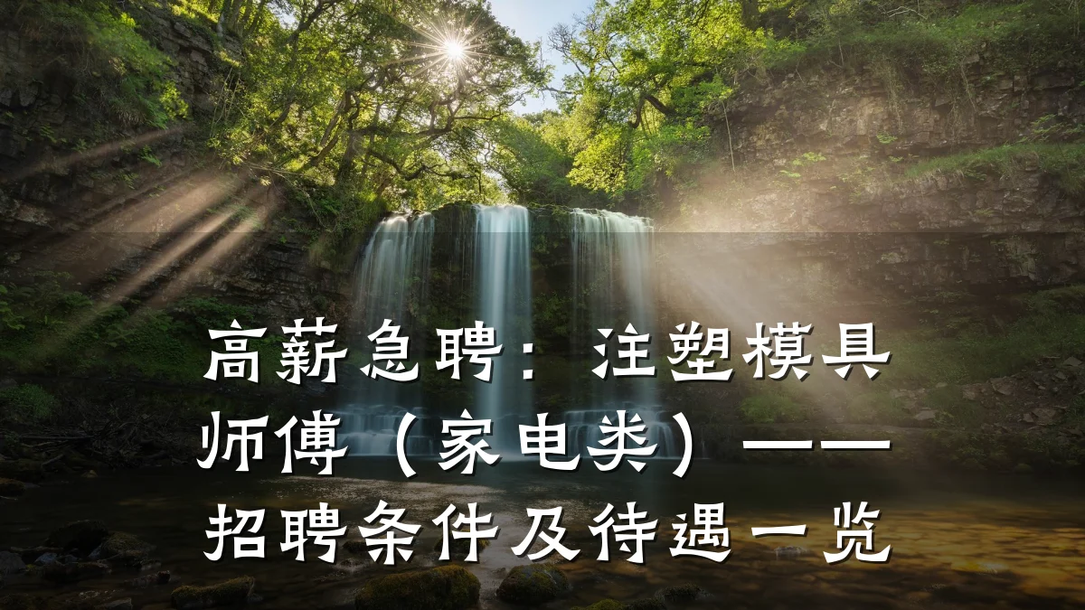 高薪急聘:注塑模具师傅(家电类)——招聘条件及待遇一览