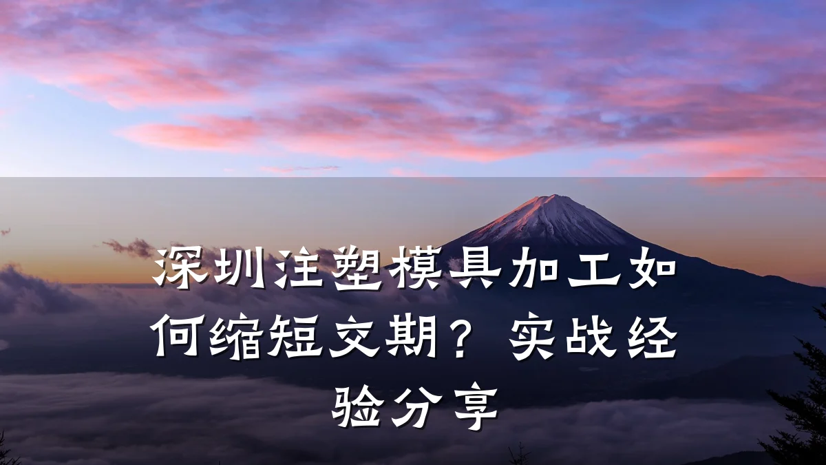 深圳注塑模具加工如何缩短交期?实战经验分享
