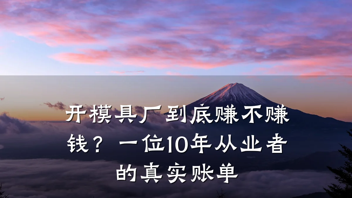 开模具厂到底赚不赚钱?一位10年从业者的真实账单