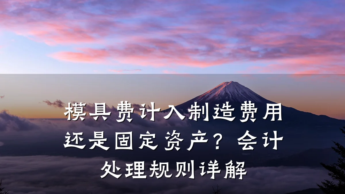 模具费计入制造费用还是固定资产？会计处理规则详解